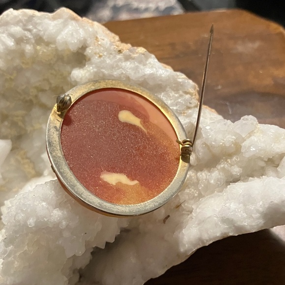 Large Vintage Midcentury Cameo Brooch 2” x 1.5” - Picture 4 of 4